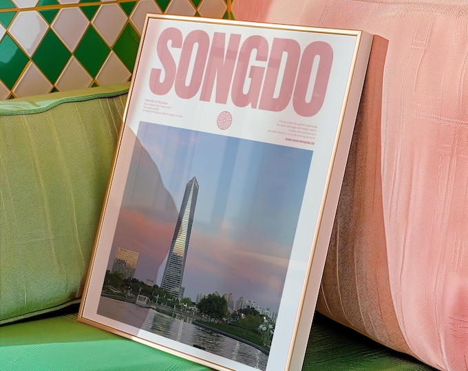 Incheon Songdo Tower / Songdo City Poster / Korea Wall Decor / Korean Cityscape Photograph Poster / Digital Download Poster