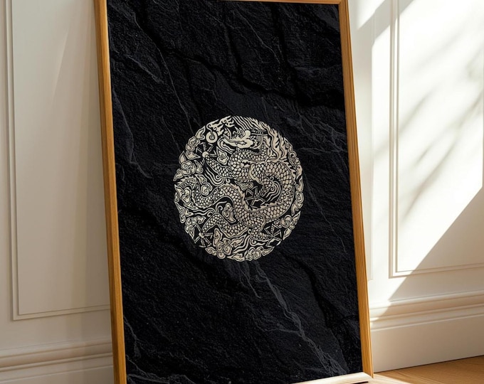 Gonryongpo Dragon Emblem Poster, Traditional Asian Wall Art  |  iPad wallpaper,  Digital Download, Vertical Printable Poster