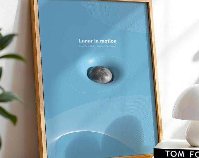 Lunar in Motion – Moon Poster, Minimal Design | Modern | Abstract | Cosmic, Typography, Digital Download