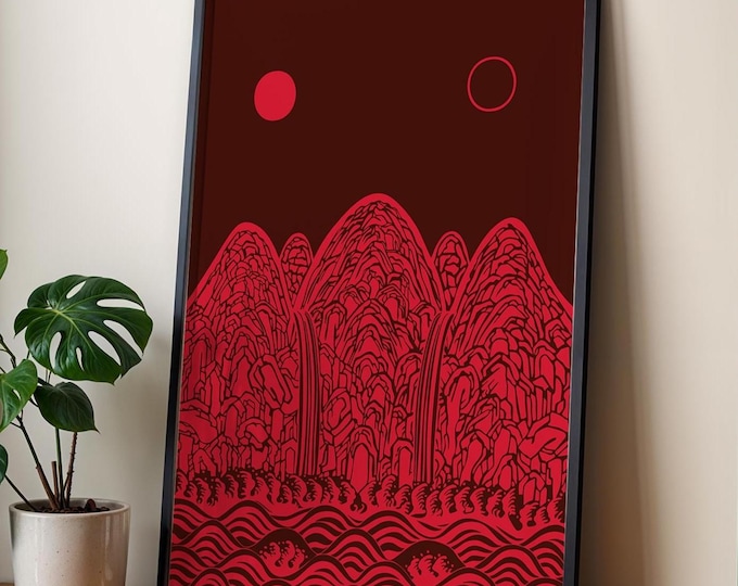 Modern Korean Landscape Poster (Irworobongdo) – Minimalist Peace, Tradition & Good Energy | Minimalism | Printable Art | Digital Download