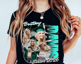 Custom photo Senior Bootleg PNG, Your picture graduation shirt design, personalized senior night 2026 vintage style digital file