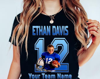 Personalized Football Player PNG, Your picture your number graduation Football shirt design, custom senior mom Football mom
