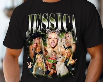 Custom Photo Collage T-Shirt: Personalized Y2K Bootleg Style Tee