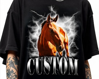 Custom Horse Photo Shirt: Personalized Western Bootleg Tee