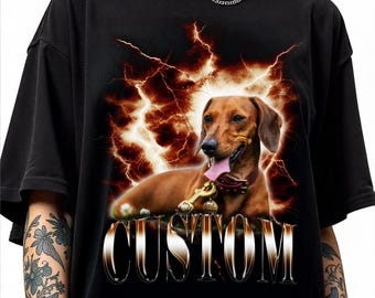 Custom Dachshund Shirt: Personalized Dog Mom/Dad Tee - Vintage Bootleg Style