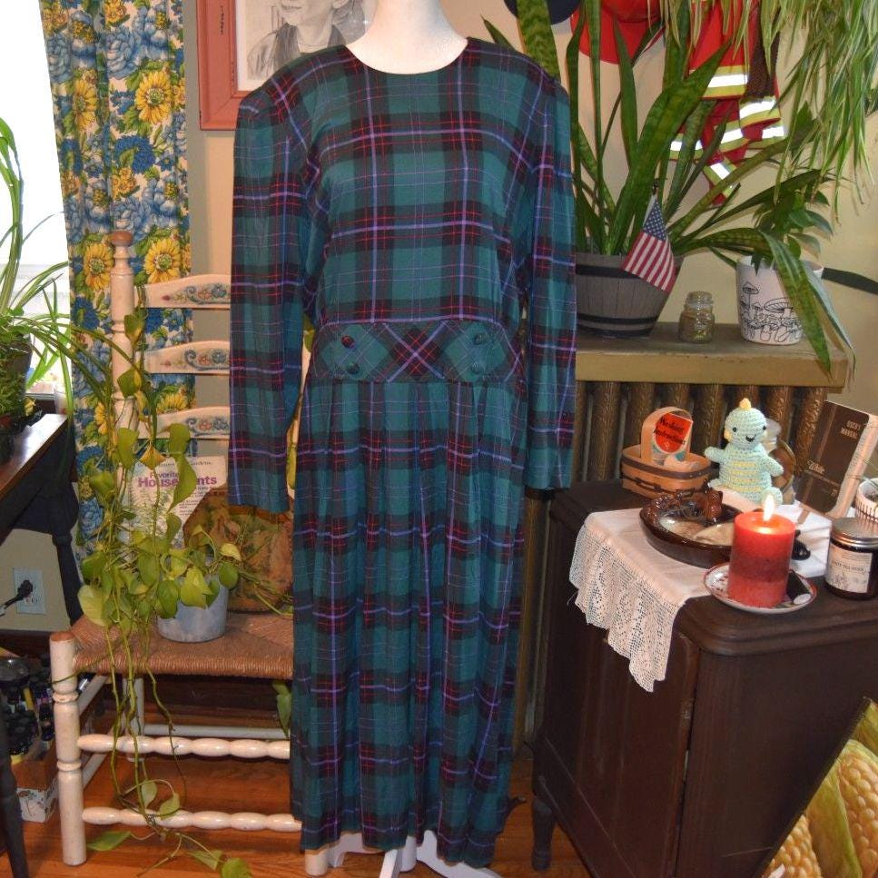 Plaid Drop Waist Dress Women - Etsy