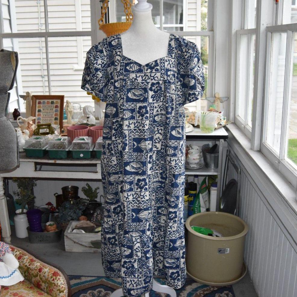 candalite blue dress Blue Long Ruffle Muumuu Dress Monstera Ceres Blue / 4XL