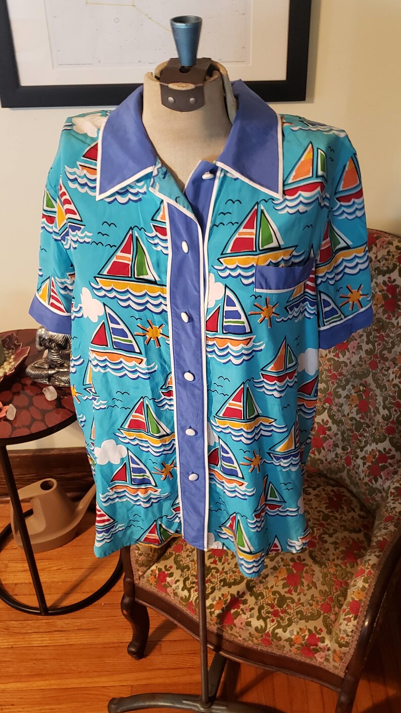 Vintage 80's Designer Bob Mackie Shirt Wearable Art Short | Etsy