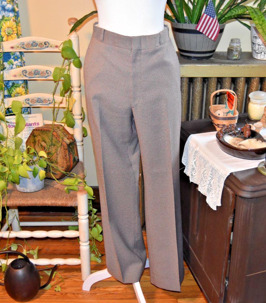 Men Wool Blend Herringbone Pants Retro Tweed Straight Leg Dress Casual Trousers