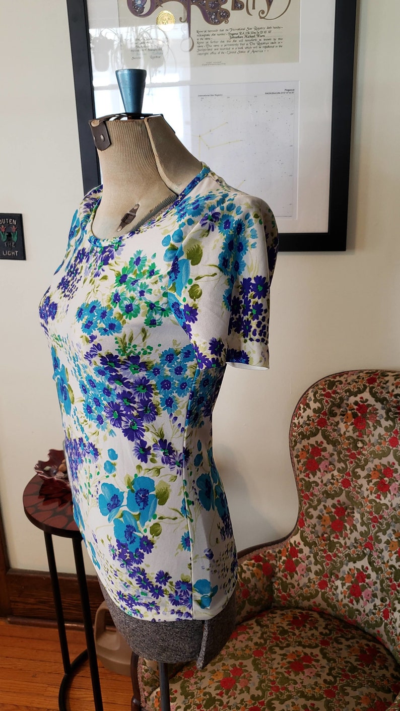Vintage 70's Huckapoo Shirt Blanc Floral Manches courtes Etsy