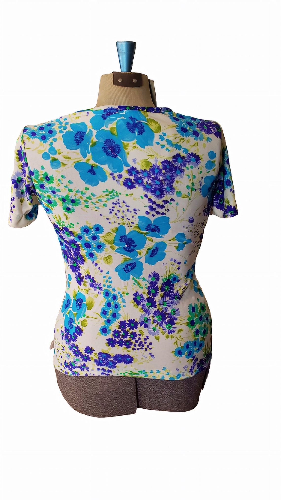 Vintage 70s Huckapoo Style Shirt White Floral Short Sleeve XS Etsy