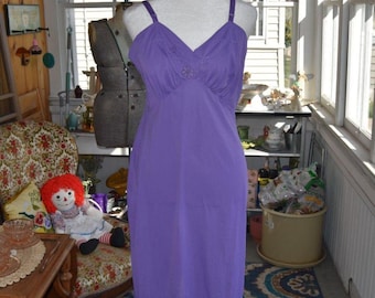 Vintage Shadowline Slip Dress Handgefärbt Nylonspitze Größe 36
