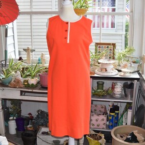 Vintage 1960s Caprisians Mod Shift Dress Orange White Trim Size Medium