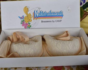 Vintage 70s Naturalwear CAMP Strapless Longline Bra NOS Box 34A USA Lace