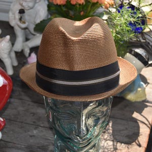 Vintage Men&#39;s 1940s 50s Adam, Meldrum & Anderson Company Raffia Hat Size 20.5&#39;&#39;