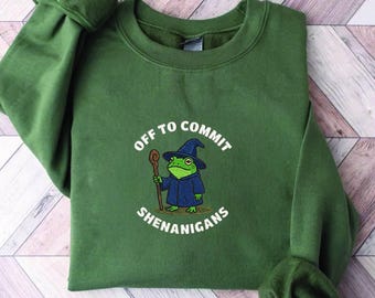 Funny DnD Tee Off to Commit Shenanigans Wizard Frog, Ren Faire Gift Wizard Frog Tee, Off to Commit Shenanigans DnD Humor
