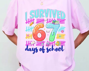 Ich überlebte 67 Tage der Schule T-Shirt für Lehrer & Schüler, Lehrer-Studenten Ich überlebte 67 Tage der Schule T-Shirt, lustiges überlebte 67 Tage