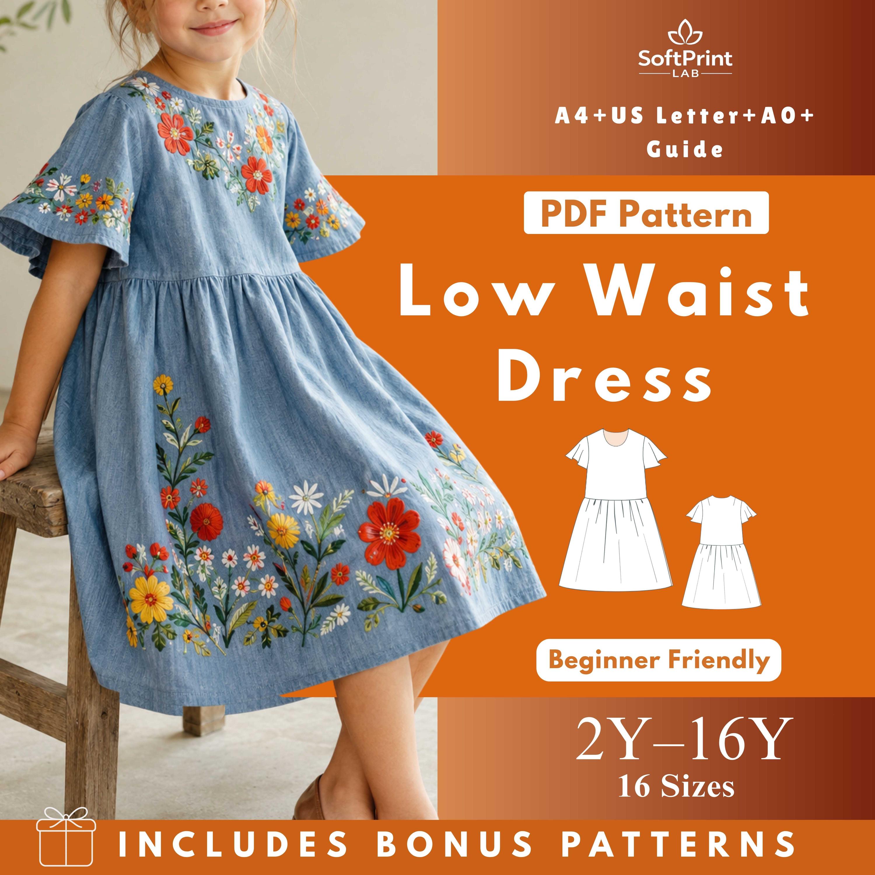 20 Kids' Dress Patterns for Sewing Moms Who Don't Have All Afternoon 3 Girls Dress Sewing Pattern PDF, Kids Low Waist Gathered Dress…