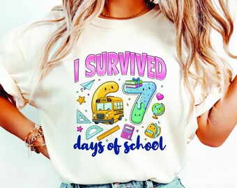 I Survived 67 Days of School, lustiges Lehrer & Schüler-T-Shirt, 67 Days of School Survivor T-Shirt für Lehrer und Schüler Humorvoll 67