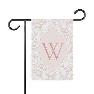Rosa Monogramm Gartenflagge, Cottagecore Haus Flagge, Garten Flagge, Wohnkultur, Individuelle Garten Flagge