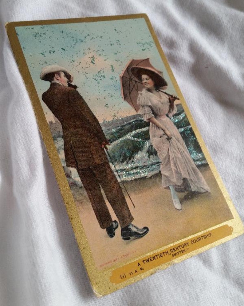 Glitter-embellished Vintage Postcards Romance/Travel image 3