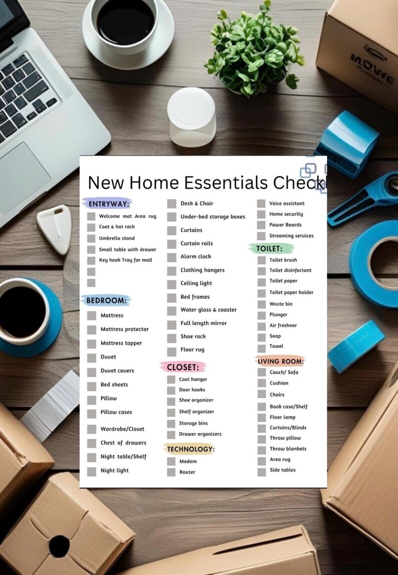 New Home Essentials Checklist Printable | Complete Moving in Guide for ...