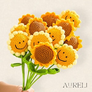 Sunflower Crochet Single Flower | Sunflower Bouquet | Handcrafted Knitted Sunflower for Home Decoration | Handmade Gift for Birthday