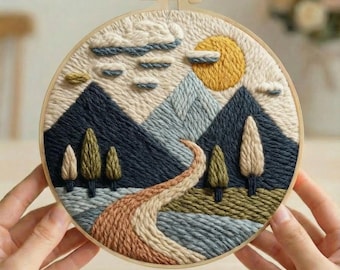 Kit de punzón de montaña / Kit de punzón de práctica / Manualidades de decoración del hogar para principiantes / Manualidades de valle de montaña / Kit de adornos de pared