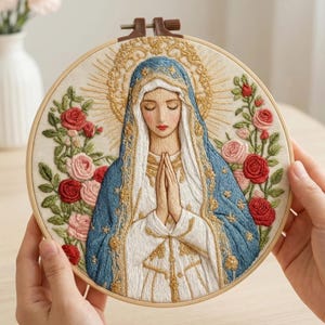 Kit per ricamo della Vergine Maria / Ricamo religioso fai da te / Kit per ricamo per principianti / Kit per artigianato fai da te per principianti / Kit per artigianato
