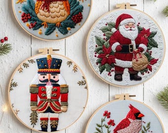 Christmas Punch Needle Kit | Merry Christmas Starter Embroidery Kit | DIY Lover Christmas Gift | DIY Kit for Beginners | Kit with Frame