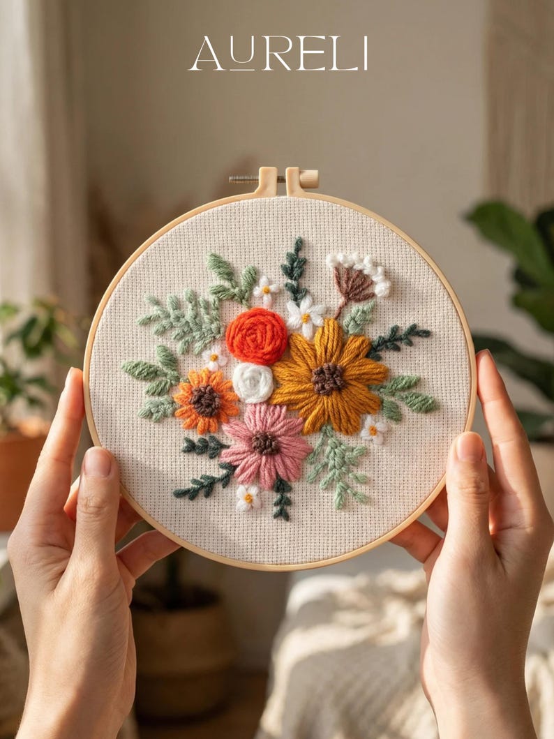 Flower Punch Needle Kit for Beginner | Punch Needle Kit With Punch ...