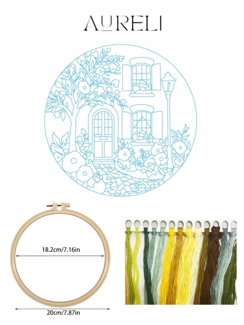 Floral Cottage Embroidery Kit | Beginner Hand Embroidery Set | Starter ...