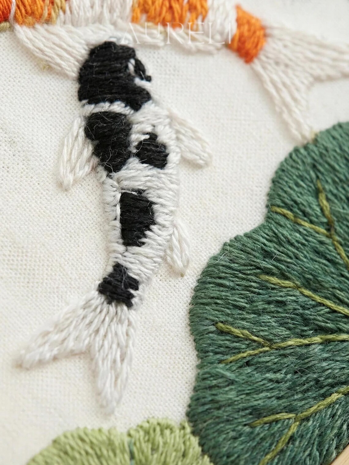 Koi Fish Embroidery Starter Kit | Japanese Pond DIY Kit | Beginner DIY ...