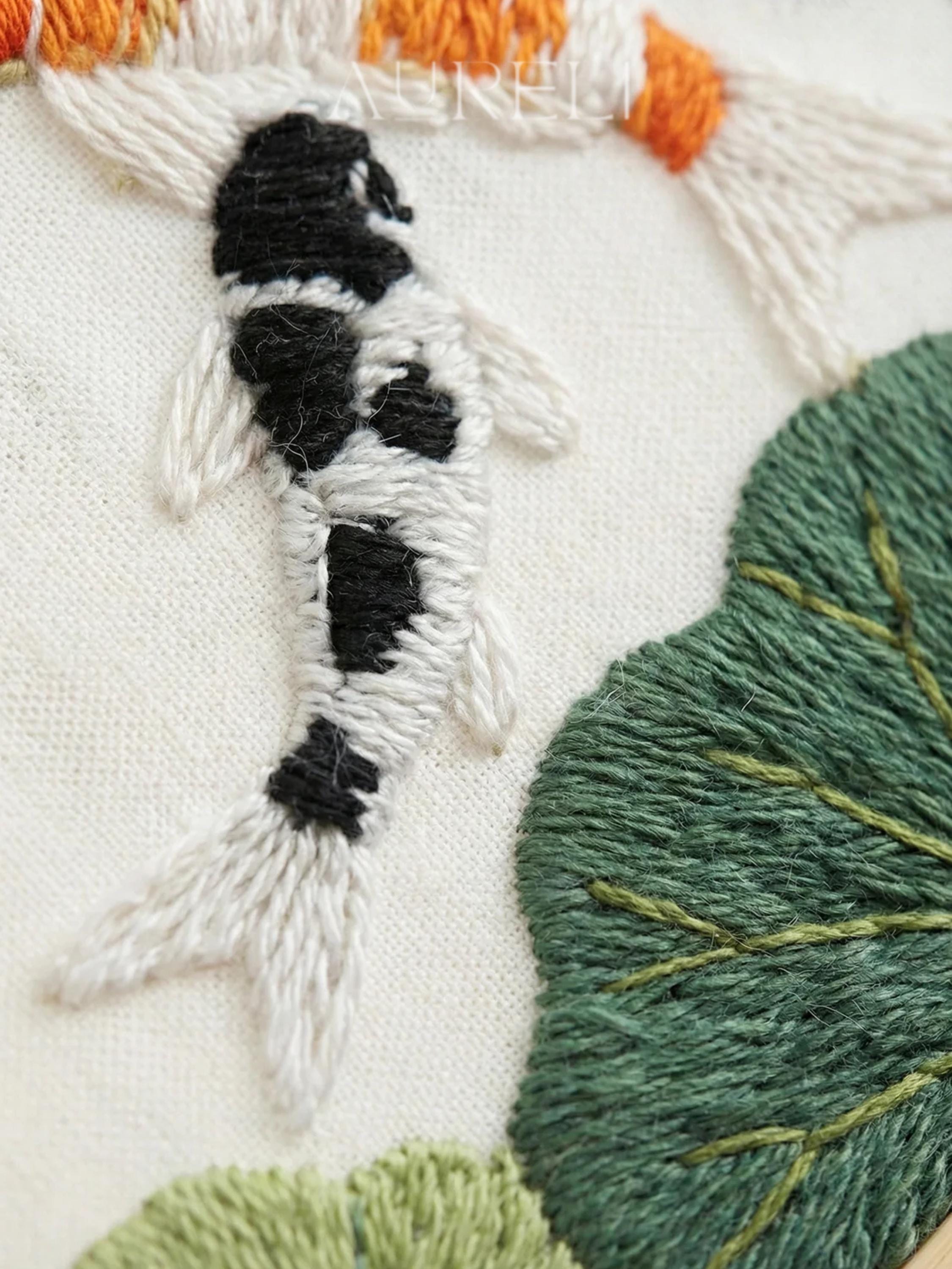 Koi Fish Embroidery Starter Kit | Japanese Pond DIY Kit | Beginner DIY ...