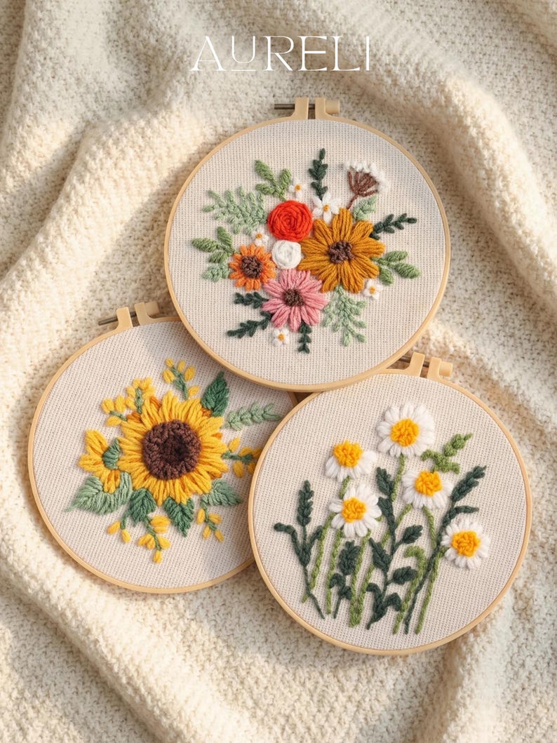 Flower Punch Needle Kit for Beginner | Punch Needle Kit With Punch ...