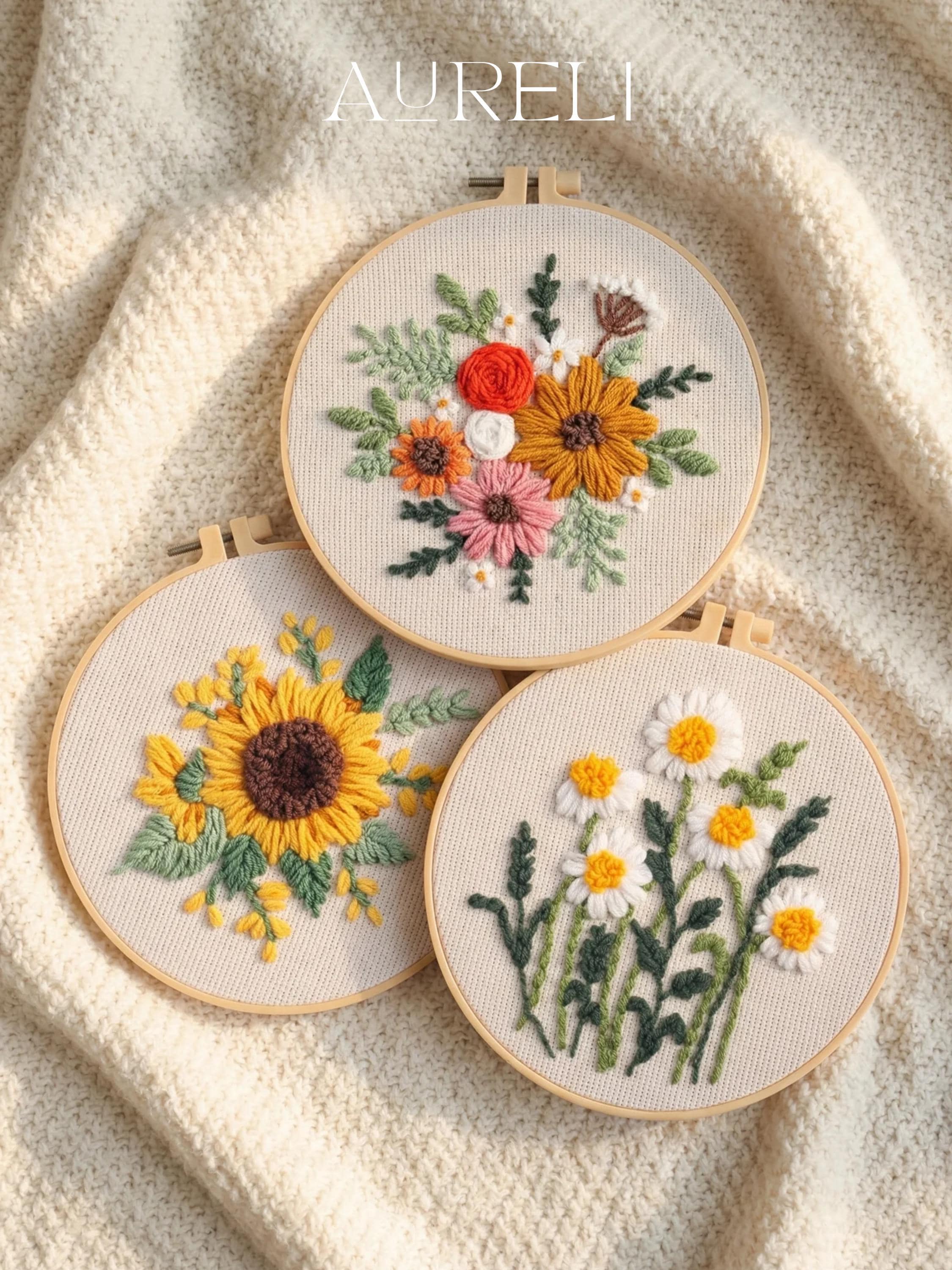 Flower Punch Needle Kit for Beginner | Punch Needle Kit With Punch ...