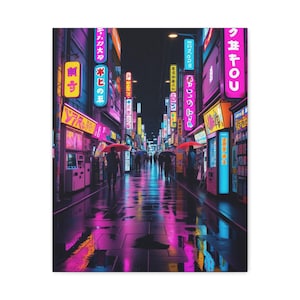 Canvas Print, Osaka Japan Neon Street Scene Artwork Dotonbori, Stretched Matte Wall Art, Home Decor, Japanese Cityscape Poster, Unique Gift