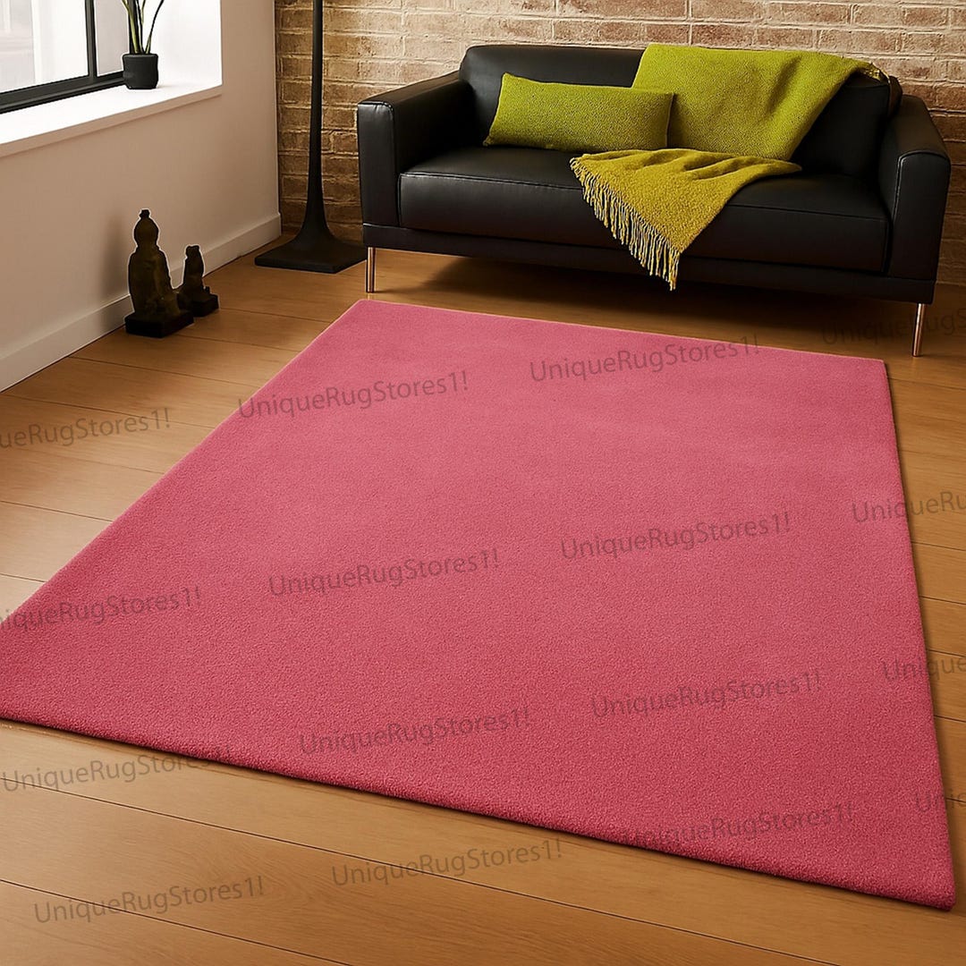 Handmade Fuchsia Wool Area Rug, Plush Solid Carpet, Custom Size - Etsy