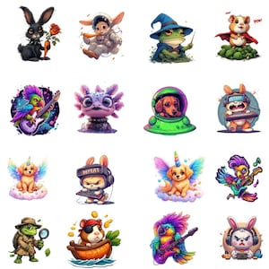 50 Transparent Cute and Wacky Animals Sticker Ideas: Cute Caricature Pets, Cartoon Animals,  Sticker Clipart, Sticker Scrapbooking
