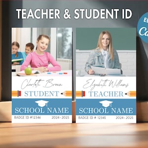 Editable ID Card Badge Template: Teacher, Student, Homeschool (Canva, Digital Download)
