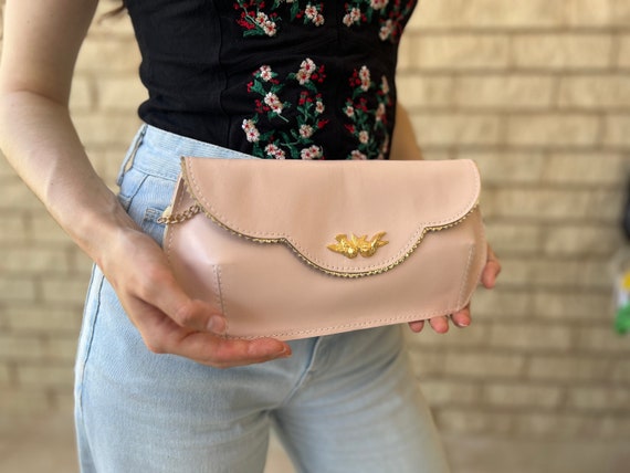 Blush leather clutch hot sale