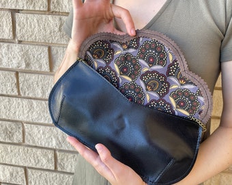 Dragonfly purse, gift for women, retro purse, dragonfly clutch, black evening bag