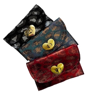 Tiny leopard wallet with heart lock, Christmas present, cute stocking stuffer, unique mother’s day gift, mini coin purse, elegant mini purse