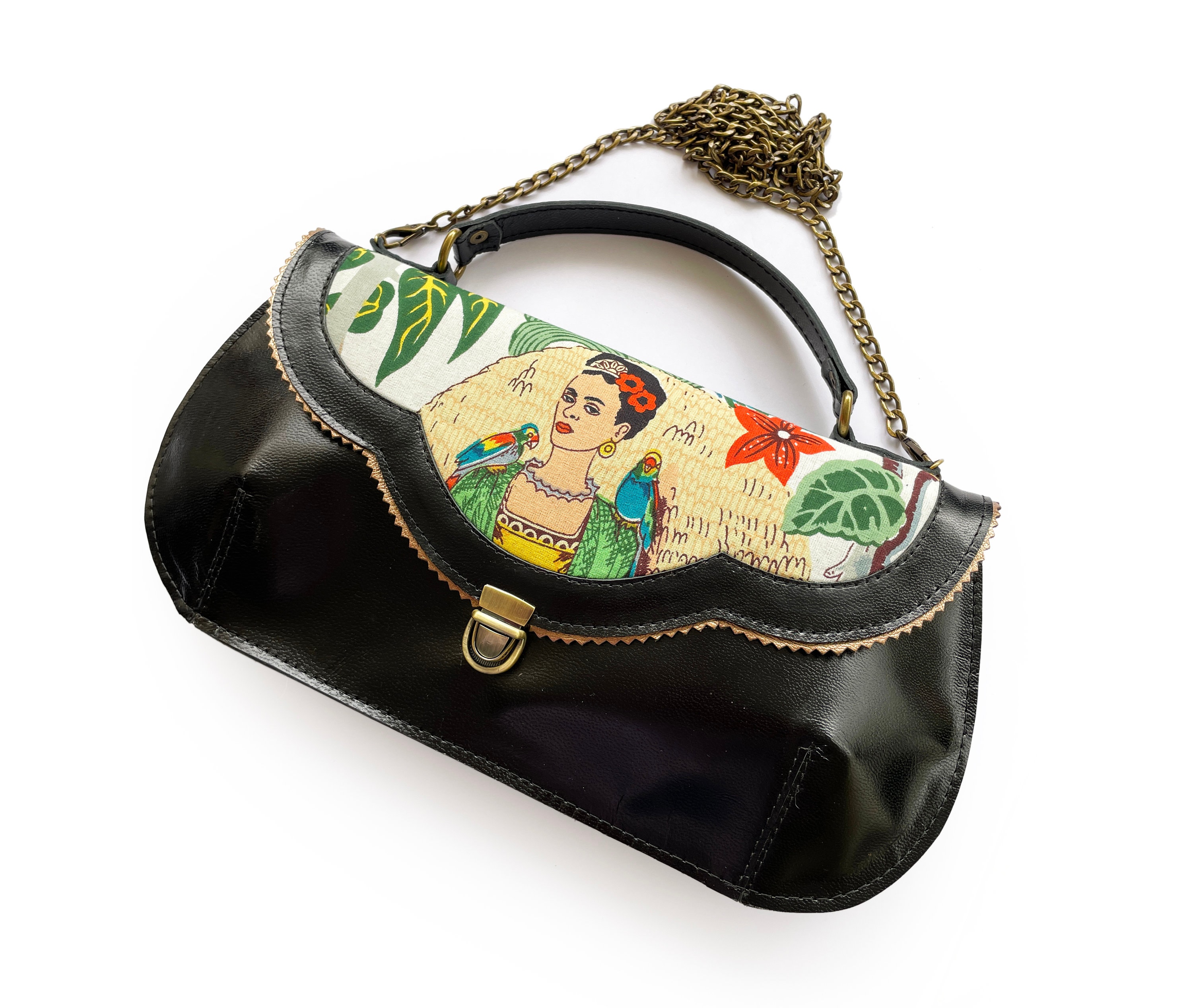 Colorful Frida-Inspired Embroidered Pouch - Bright Floral Design Introducing Frida, the perfect bag for those who love a  main image 2