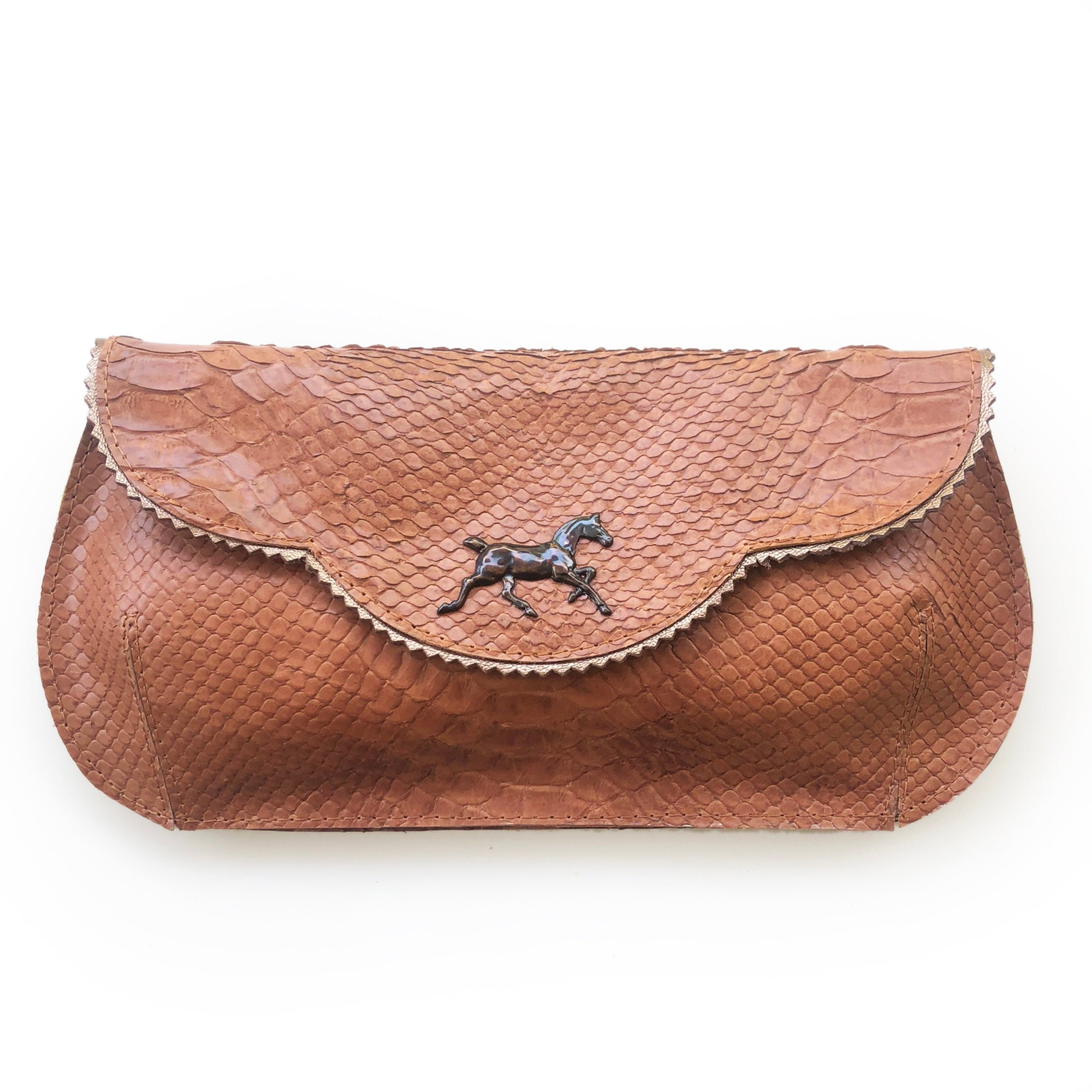Light brown leather clutch Horse purse gift for women Etsy