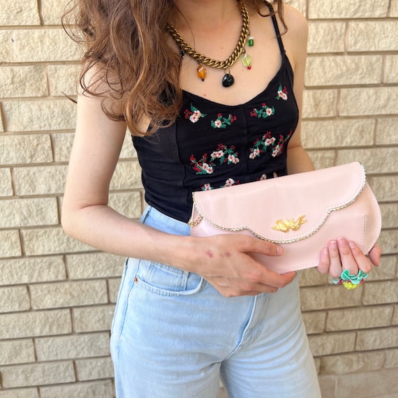 Blush leather clutch bag hot sale