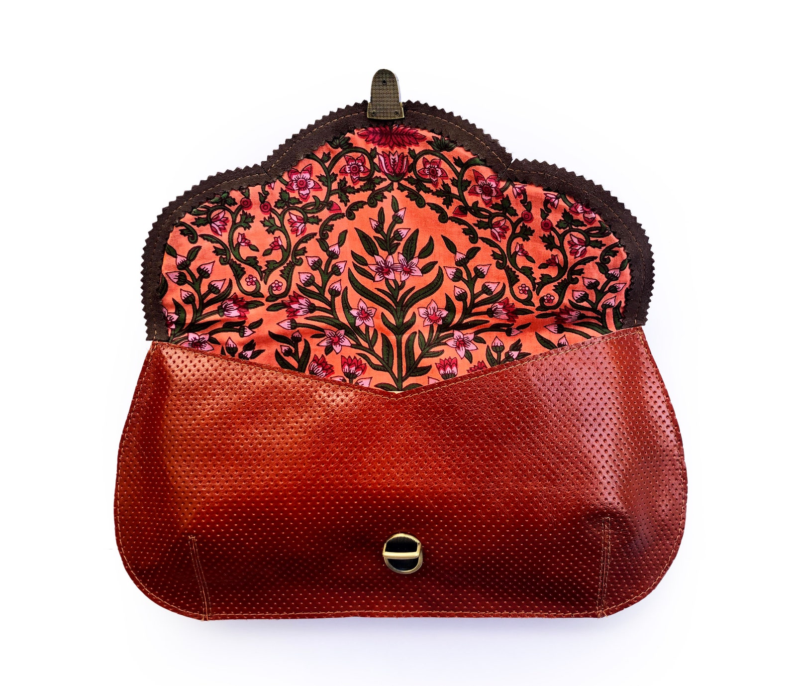 Floral Embroidery Retro Purse Brown Handbag With Flowers Etsy UK