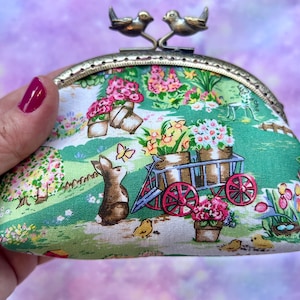 Mini borsa in tessuto con conigli vegani, grazioso porta carte di credito, colorato porta monete a forma di coniglietto, regalo di Pasqua