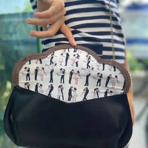 schwarze Leder-Clutch mit einem Pferd, Derby Tasche, kleine Retro Crossbody Abendtasche, Kentucky Derby Tasche