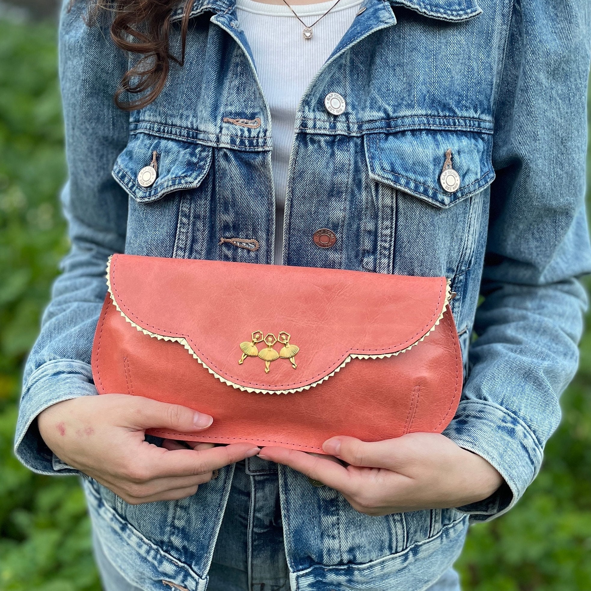 Coral pink clutch bag hotsell